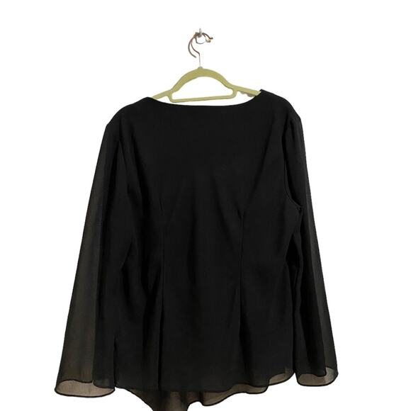 Dana Kay Black Cowl Neck Flowy Evening Blouse Sz 18W - Picture 8 of 11